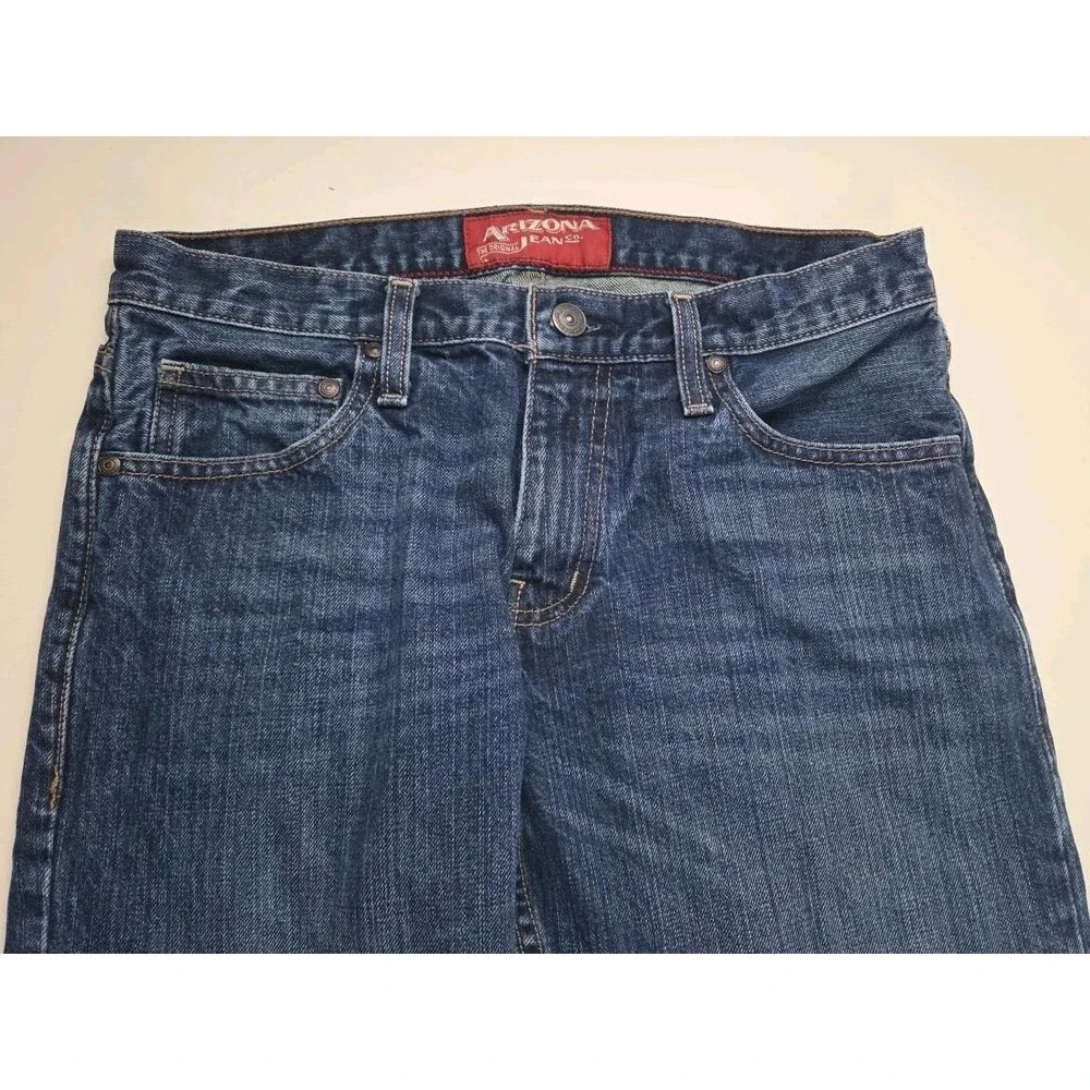 Arizona Vintage Men's Relaxed Straight Distressed 100% Cotton Blue Jeans 30 x 30